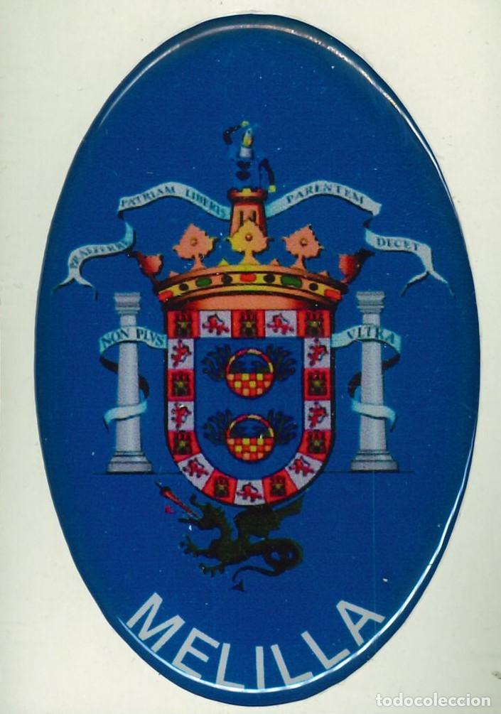 Pegatinas de colecci&oacute;n: PEGATINA - ADHESIVO - BANDERA - ESCUDO HERALDICO - MELILLA - EN RELIEVE