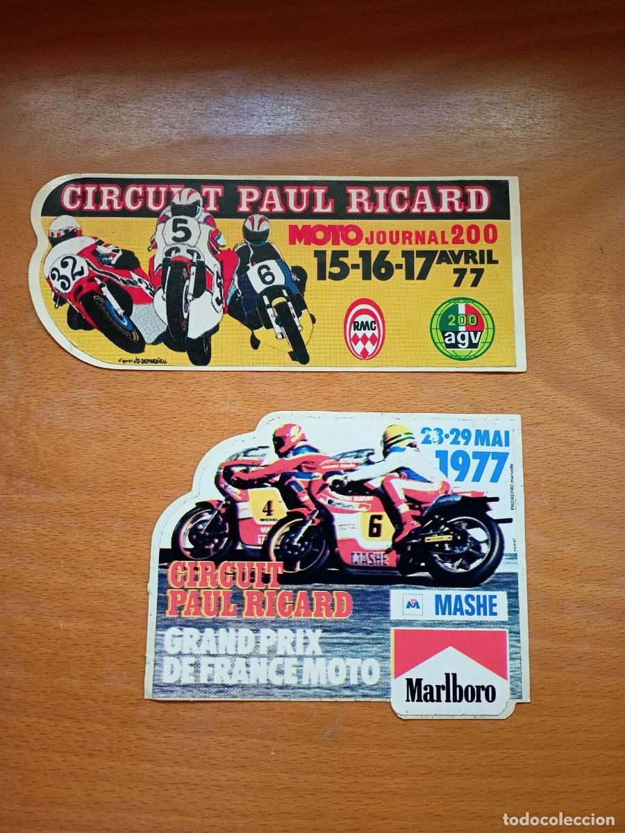 Pegatinas de colecci&oacute;n: DOS ADHESIVOS DE &rdquo;CIRCUIT PAUL RICARD MOTO JOURNAL 200 ABRIL 1977 Y GRAN PRIX DE FRANCE MOTO MAYO 19