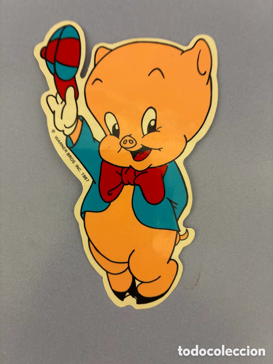 Pegatinas de colecci&oacute;n: Pegatina - porky pig - Danone, Festival Bugs Bunny y sus amigos - 1987 - 12 x 7,5 cm