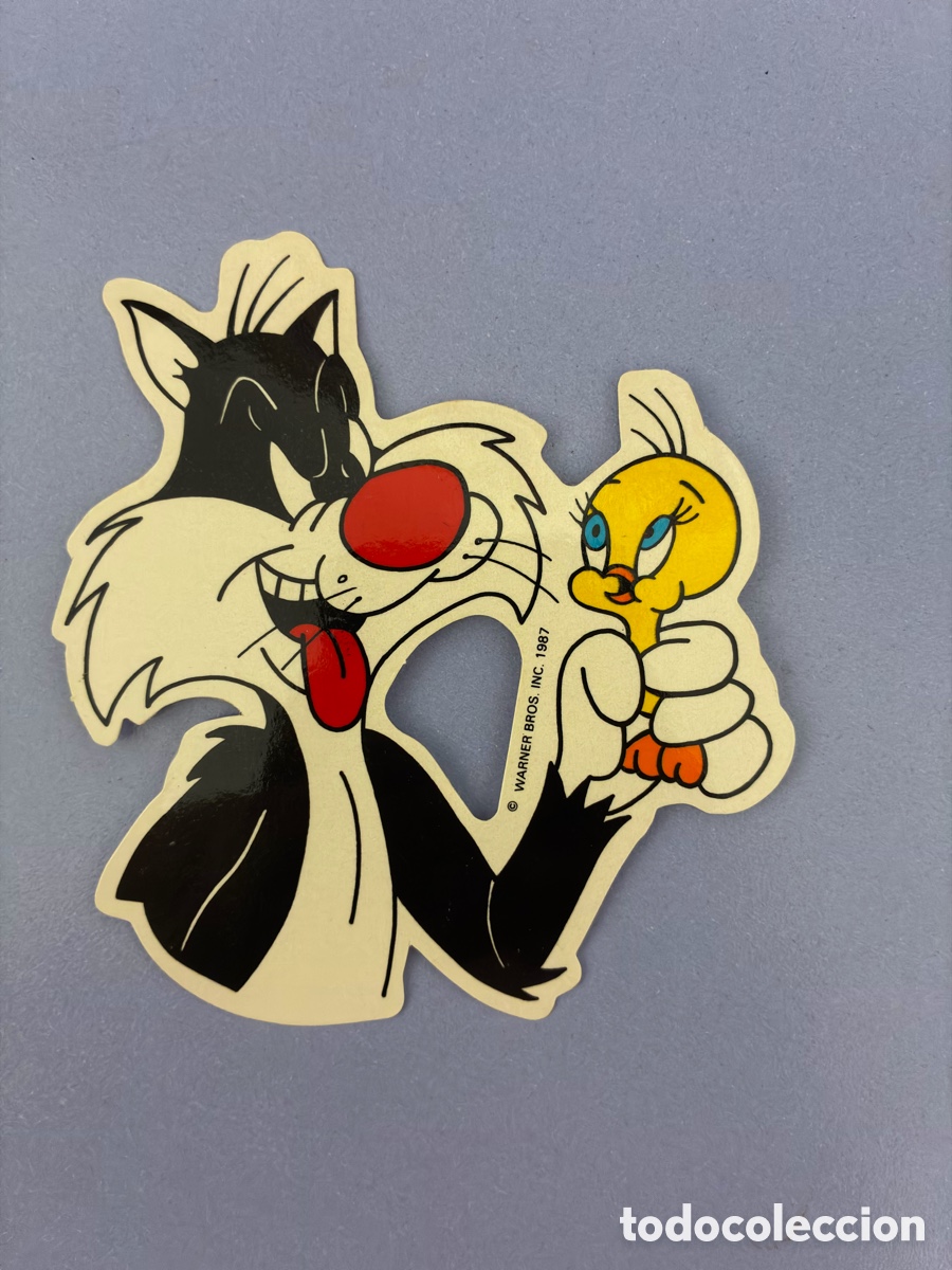 Pegatinas de colecci&oacute;n: Pegatina Sylvester y Piol&iacute;n Warner Bros 1987
