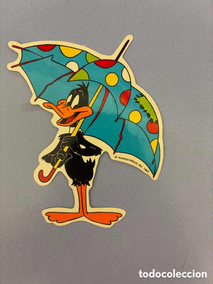 Pegatinas de colecci&oacute;n: Pegatina Pato Lucas Paraguas Warner Bros 1987