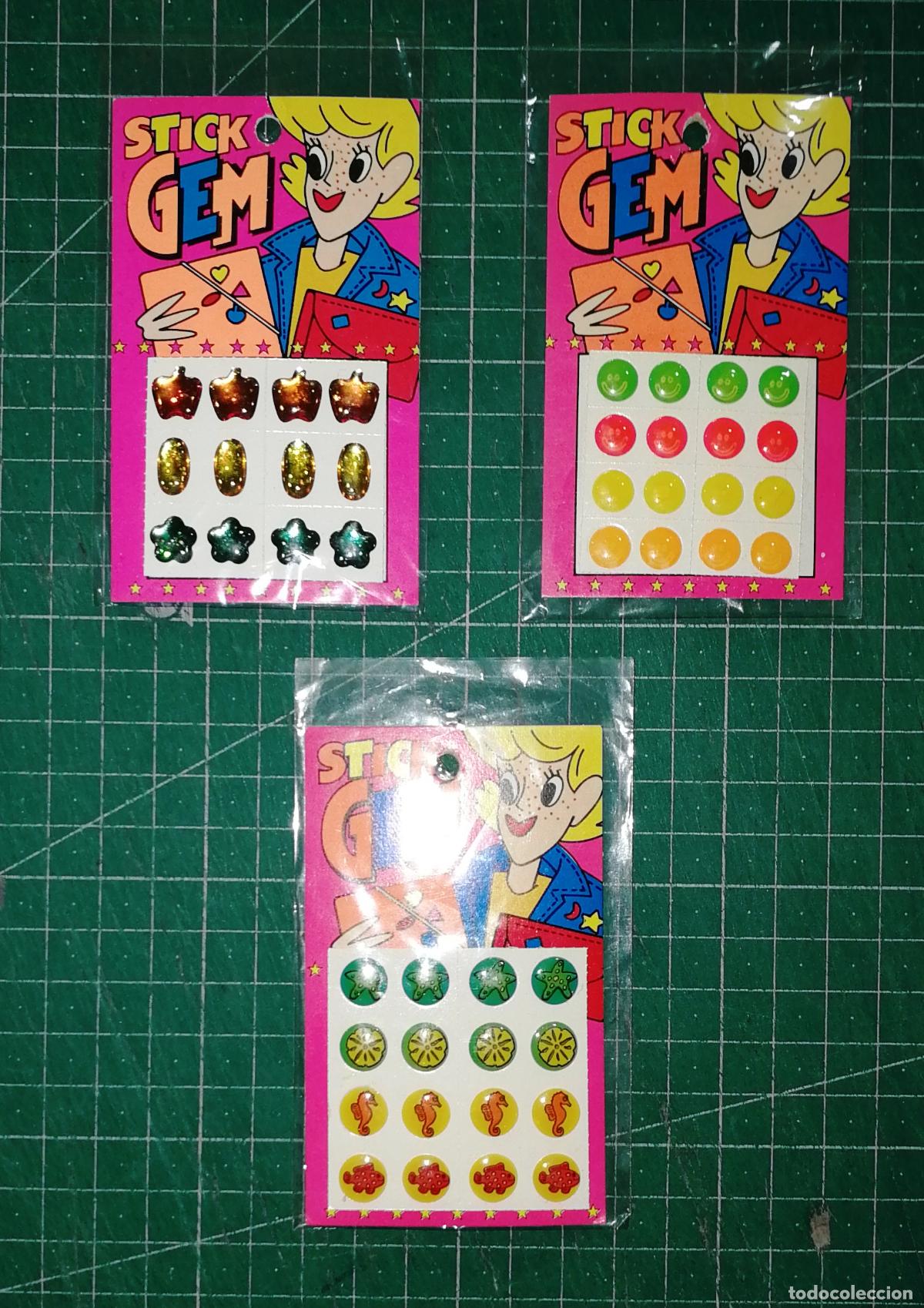 Pegatinas de colecci&oacute;n: LOTE 3 PEGATINAS ADHESIVOS. STICK GEMS. - Distribuido por FACTIS. - A&ntilde;os 80