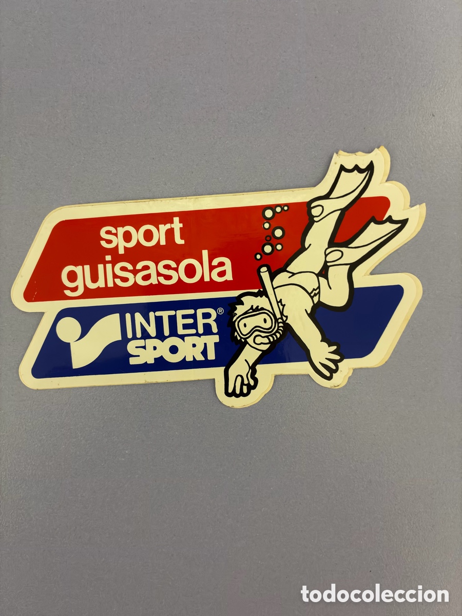 Pegatinas de colecci&oacute;n: Antigua pegatina / adhesivo vintage &rdquo;Sport Guisasola - Intersport&rdquo; con submarinista / buzo.