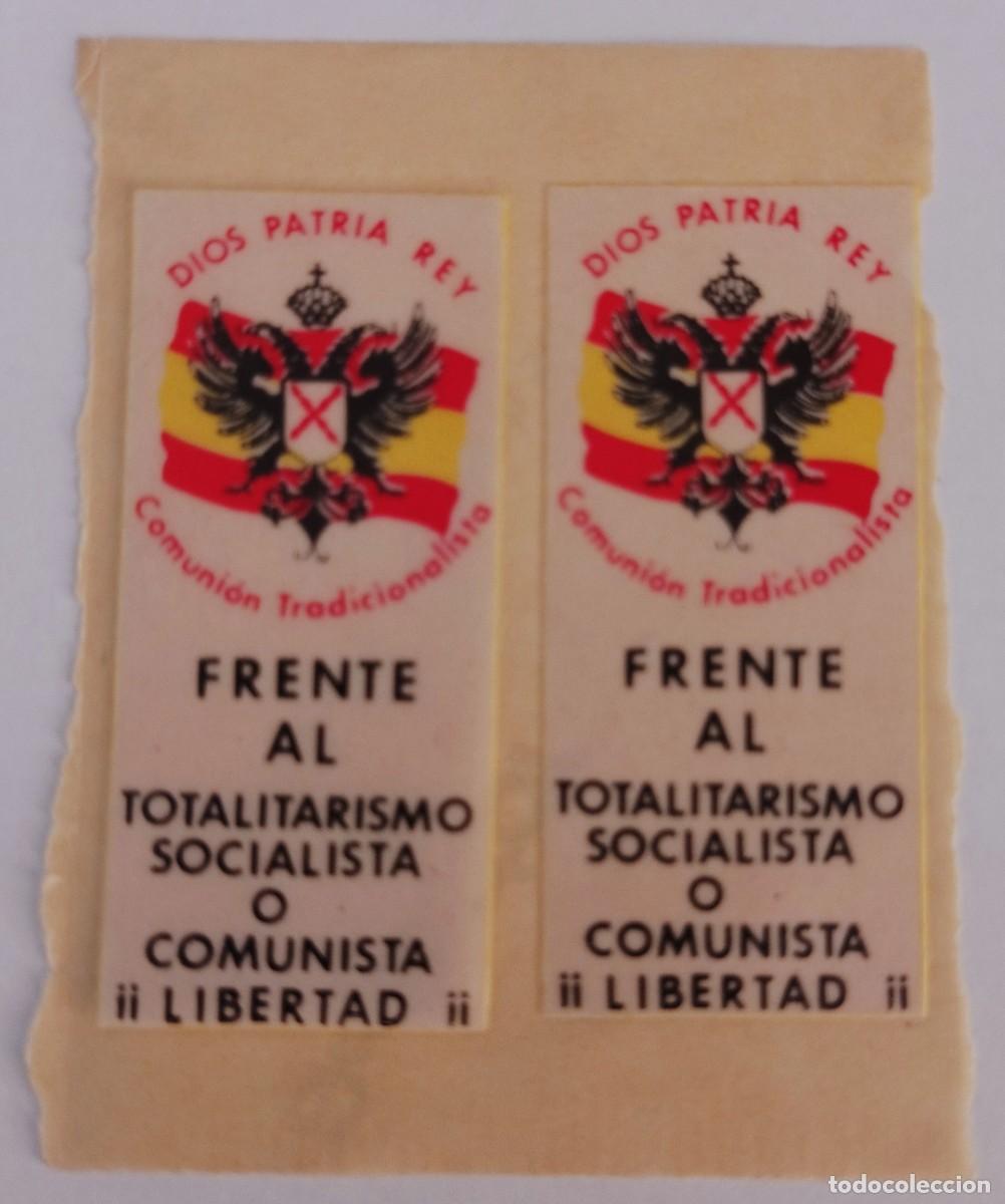 Pegatinas de colecci&oacute;n: ANTIGUAS PEGATINAS POLITICAS FUERZA NUEVA - DIOS PATRIA REY - CARLISMO