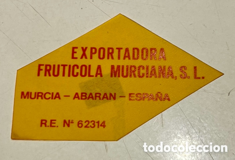 Pegatinas de colecci&oacute;n: Pegatina. Exportadora Frut&iacute;cola Murciana. Abaran. Murcia. A&ntilde;os 70.