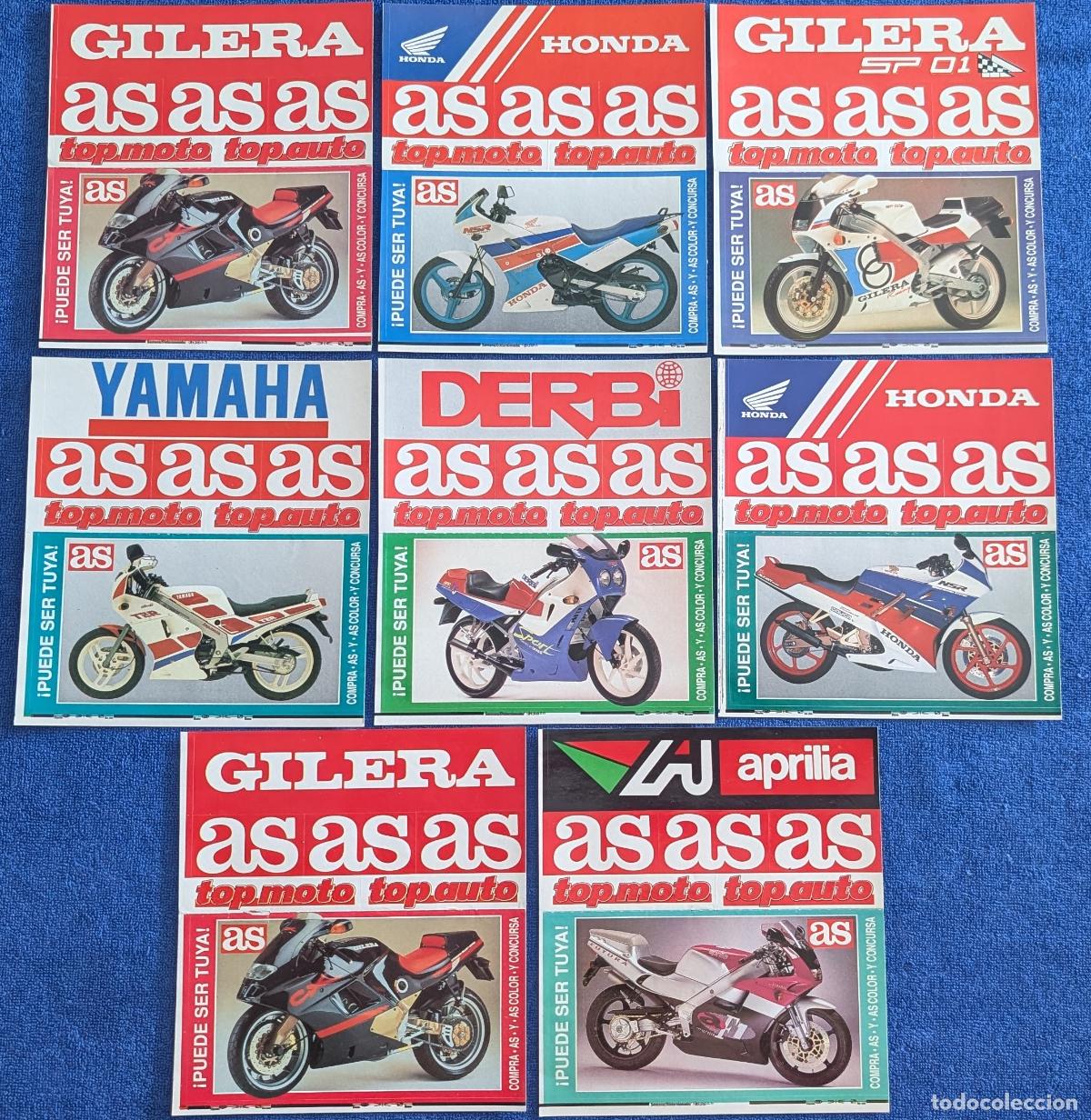 Pegatinas de colecci&oacute;n: Lote 8 de pegatinas de motos de AS - Compra As y AS Color y concursa (1990) &iexcl;Impecables!