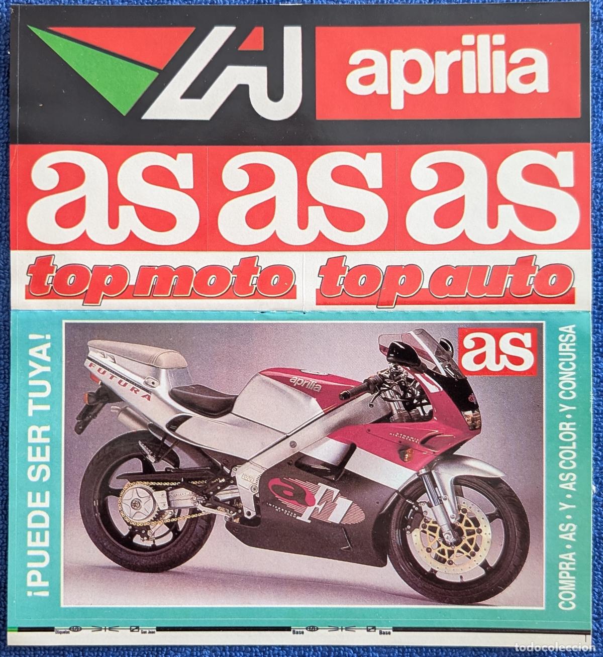 Pegatinas de colecci&oacute;n: Pegatina Moto Aprilia - Compra As y AS Color y concursa (1990) &iexcl;Impecable!