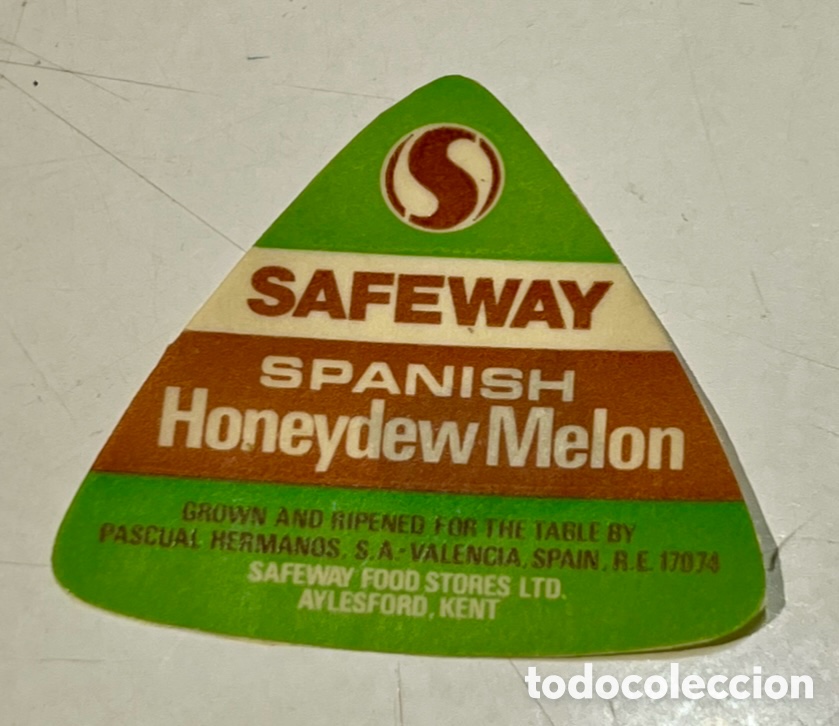 Pegatinas de colecci&oacute;n: Pegatina. Safeway. Spanish Honeydew Mel&oacute;n. A&ntilde;os 70.