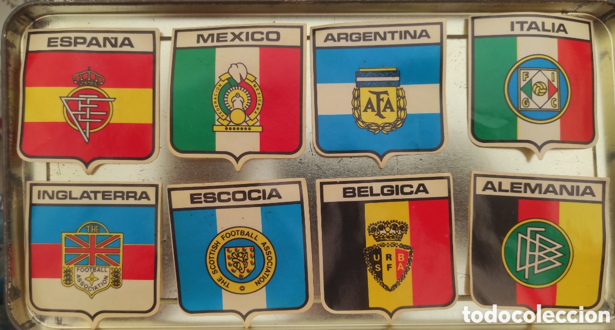 Pegatinas de colecci&oacute;n: LOTE DE 8 PEGATINAS PUBLICIDAD ESCUDOS. DHUL A&Ntilde;OS 80