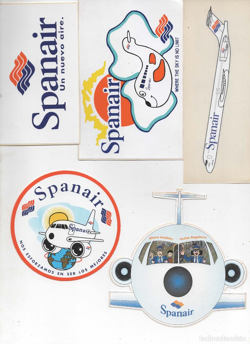 Autocolantes de cole&ccedil;&atilde;o: Lote cinco pegatinas compa&ntilde;&iacute;a Spanair principios 90