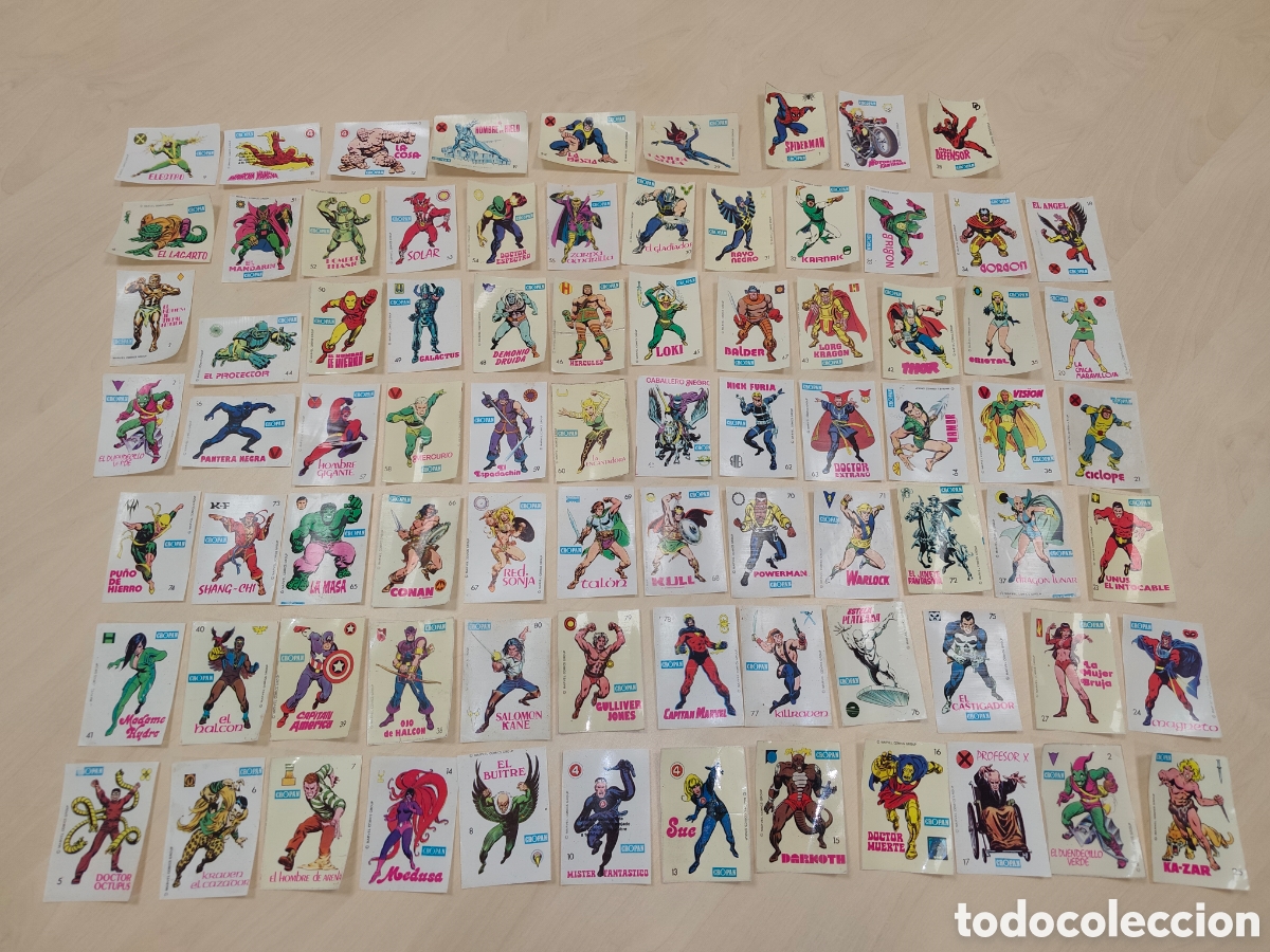 Pegatinas de colecci&oacute;n: Lote 81 Pegatinas Antiguas C&oacute;mics Marvel y Furia (A&ntilde;os 70-80)