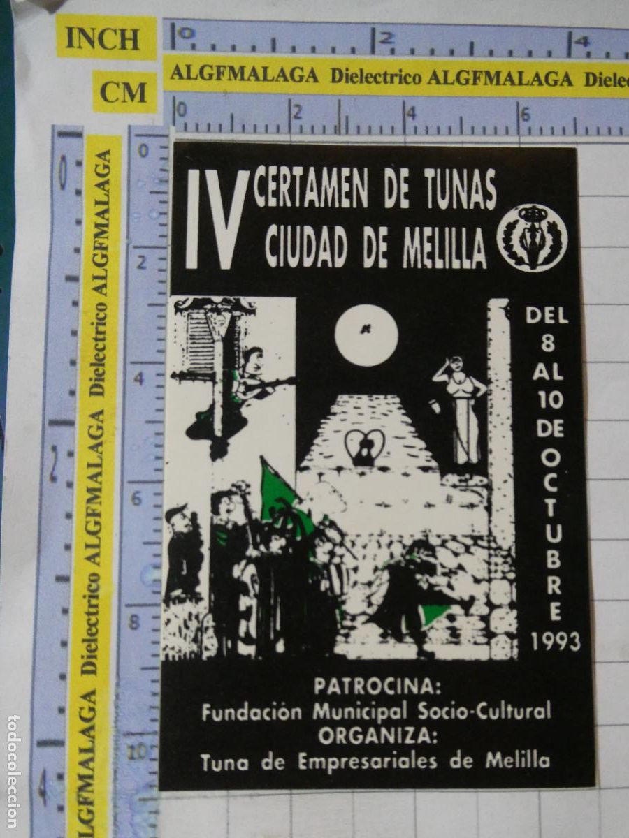 Pegatinas de colecci&oacute;n: PEGATINA DE COLEGIOS UNIVERSIDADES. IV CERTAMEN DE TUNAS CIUDAD DE MELILLA 1993. 130
