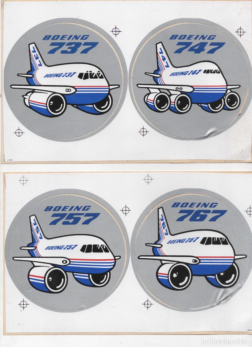 Pegatinas de colecci&oacute;n: Cuatro pegatinas fabricante BOEING a&ntilde;os 80 (B.737/747/757/767)