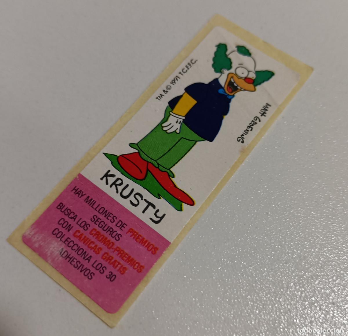 Pegatinas de colecci&oacute;n: cromo chicles simpsons simpson pegatina antiguo a&ntilde;os 90 promocion canicas 1991 krusty payaso