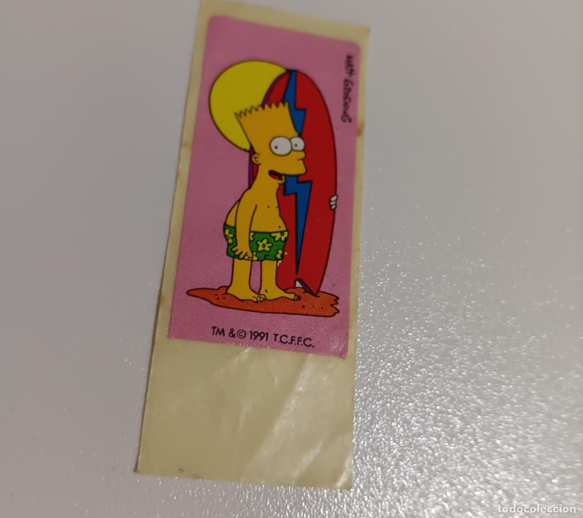 Pegatinas de colecci&oacute;n: cromo chicles simpsons simpson pegatina antiguo a&ntilde;os 90 promocion canicas 1991 bart playero playa