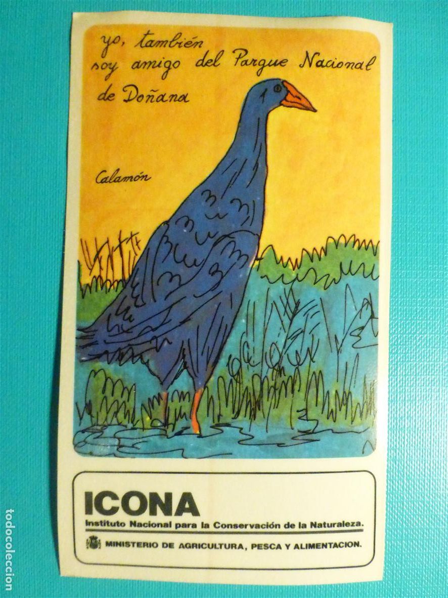 Pegatinas de colecci&oacute;n: Pegatina - Adhesivo Icona, Instituto Conservaci&oacute;n de la Naturaleza, Parque Do&ntilde;ana, Calam&oacute;n, 7x12 cm