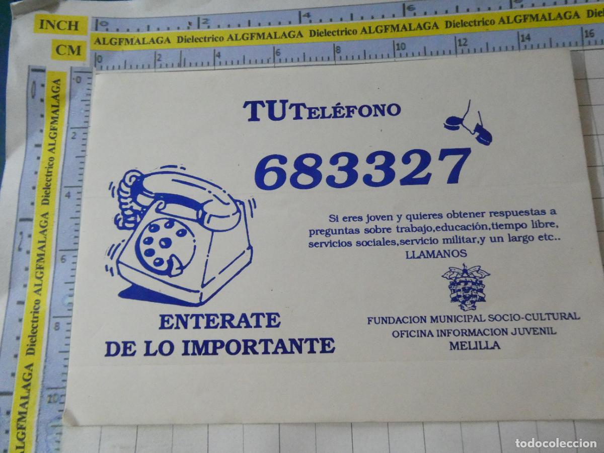 Pegatinas de colecci&oacute;n: PEGATINA POL&Iacute;TICO SINDICAL. MELILLA A&Ntilde;OS 80 TEL&Eacute;FONO SERVICIOS SOCIALES SERVICIO MILITAR TRABAJO 270