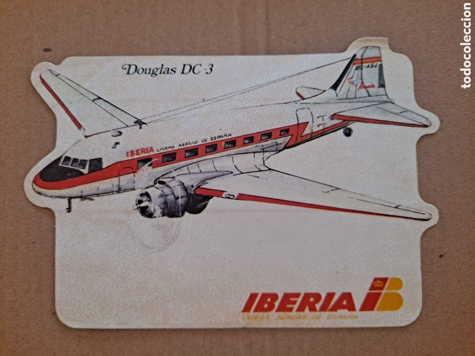 Pegatinas de colecci&oacute;n: Antigua pegatina sin pegar. Douglas FC-3. Iberia