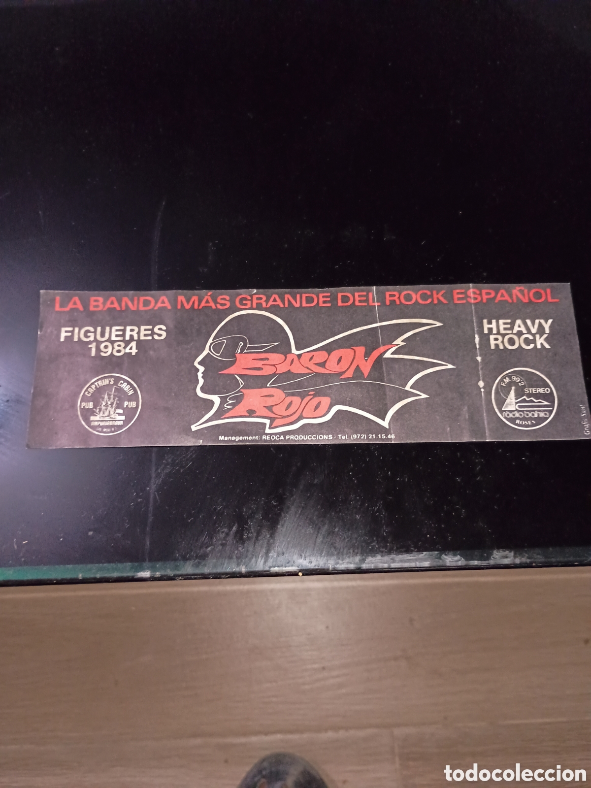Pegatinas de colecci&oacute;n: Adhesivo publicitario Bar&oacute;n rojo ( la banda m&aacute;s grande del Rock espa&ntilde;ol) 1984 Figueres