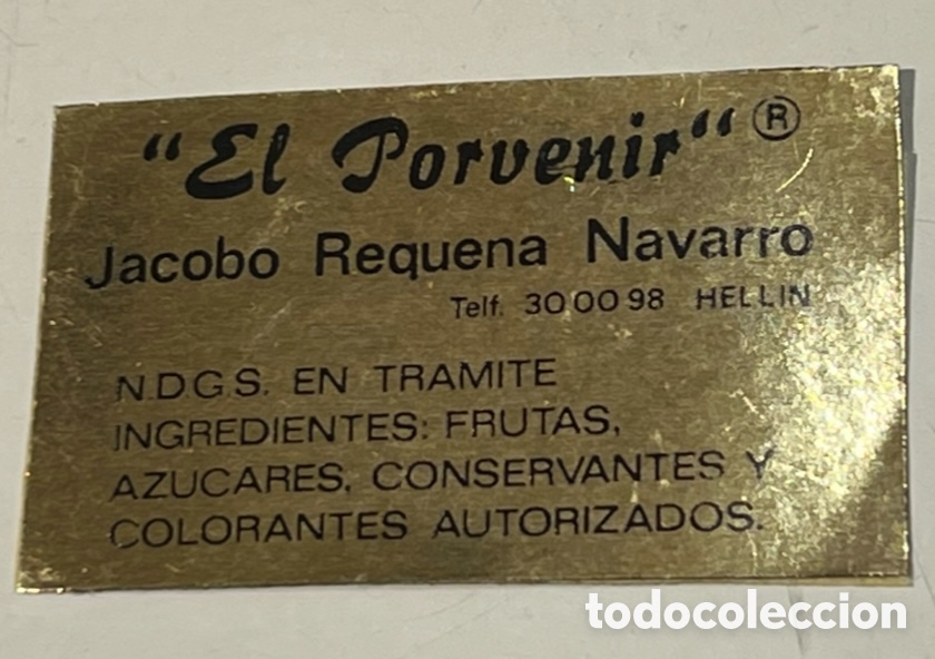 Pegatinas de colecci&oacute;n: Pegatina. EL PORVENIR. Hellin. Albacete. A&ntilde;os 70.