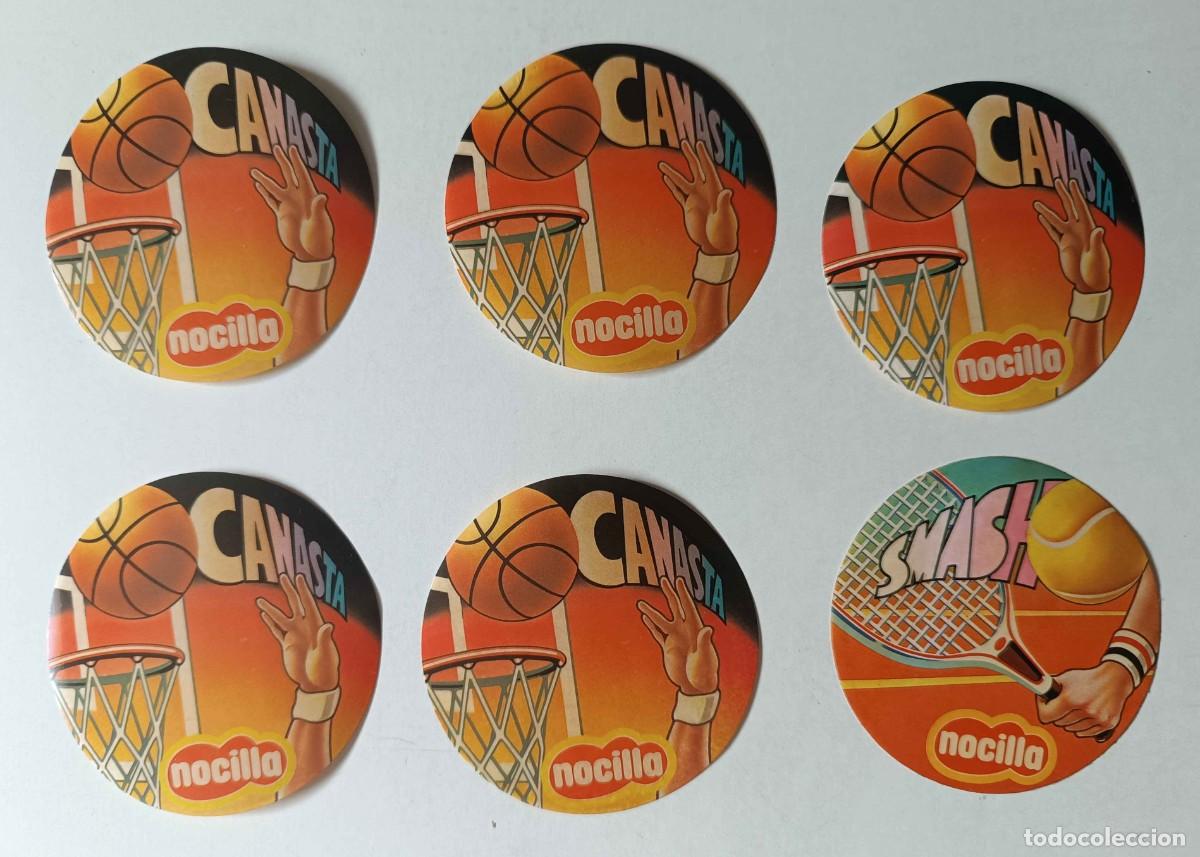 Pegatinas de colecci&oacute;n: Lote 6 pegatinas NOCILLA Canasta Smash Deportes Vintage A&ntilde;os 80 Coleccionismo Retro Tenis Baloncesto