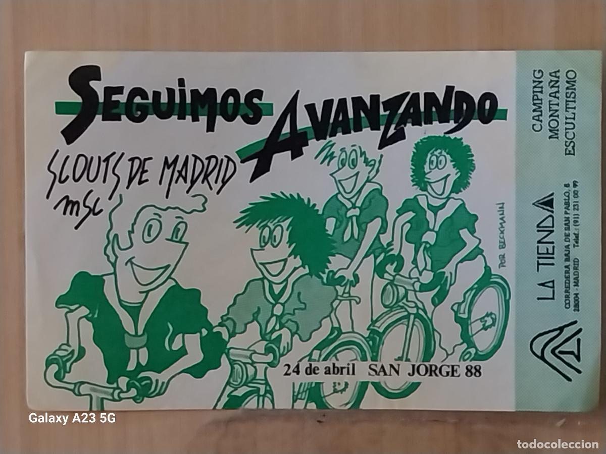 Pegatinas de colecci&oacute;n: SCOUTS MADRID SAN JORGE 1988 PEGATINA 16.5X1CMS ADHESIVO SIN PEGAR NUNCA CAMPING MONTA&Ntilde;A ESCULTISMO