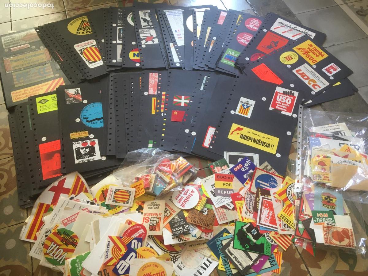 Pegatinas de colecci&oacute;n: politica gran lote cientos de adhesivos pegatinas politicos a&ntilde;os 70 y 80
