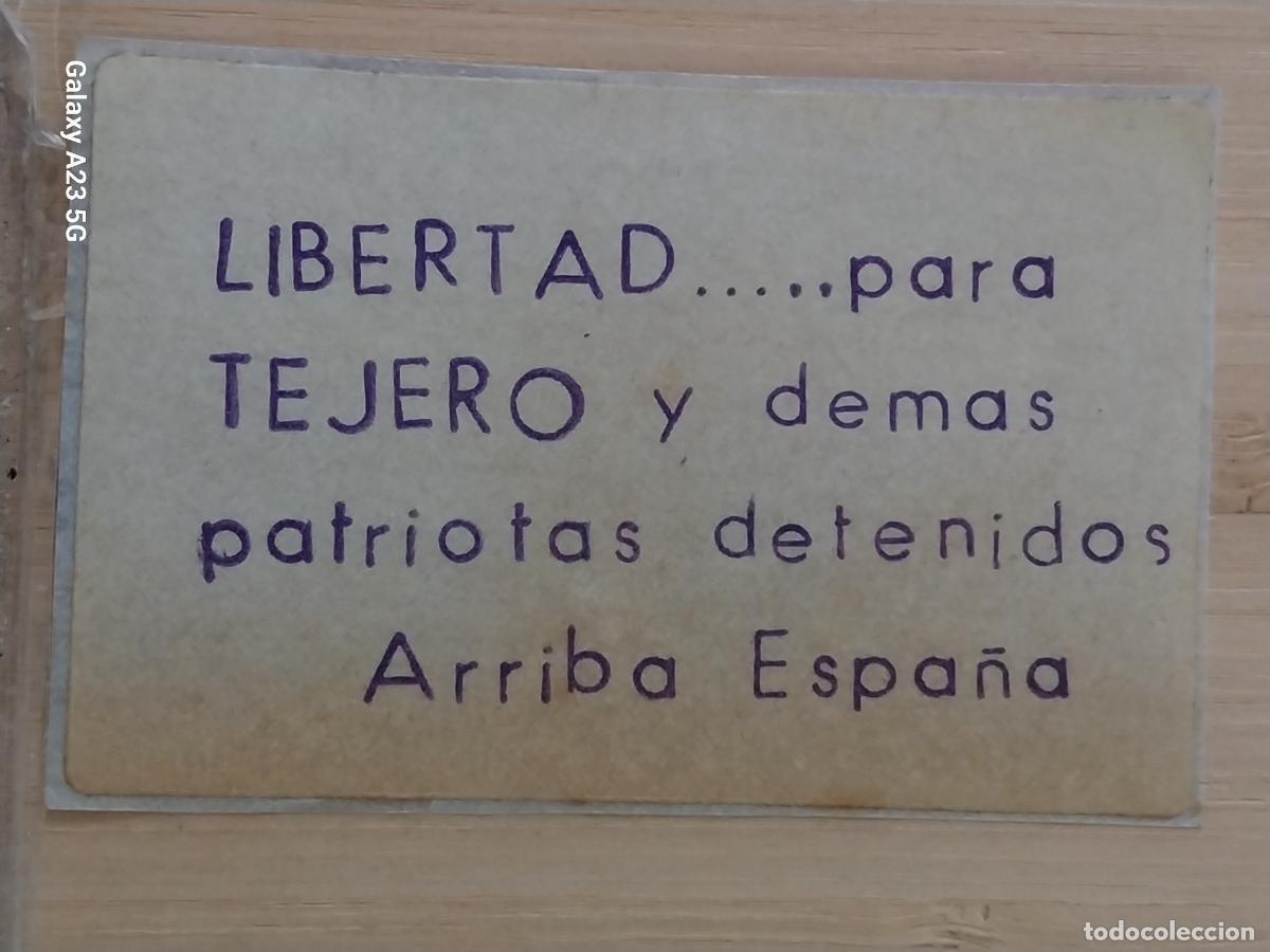 Pegatinas de colecci&oacute;n: TEJERO LIBERTAD ARRIBA ESPA&Ntilde;A PEGATINA RECUPERADA 8X5 CSM POLITO SINDICAL TRANSICION *