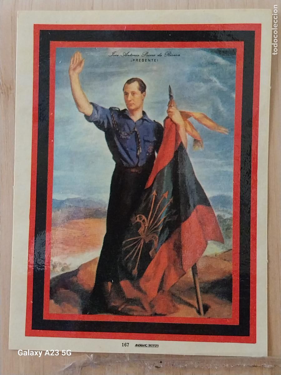 Pegatinas de colecci&oacute;n: FALANGE FE JONS PRIMO RIVERA BANDERA PEGATINA YUGO FLECHAS 12X9 CSM POLITO SINDICAL TRANSICION