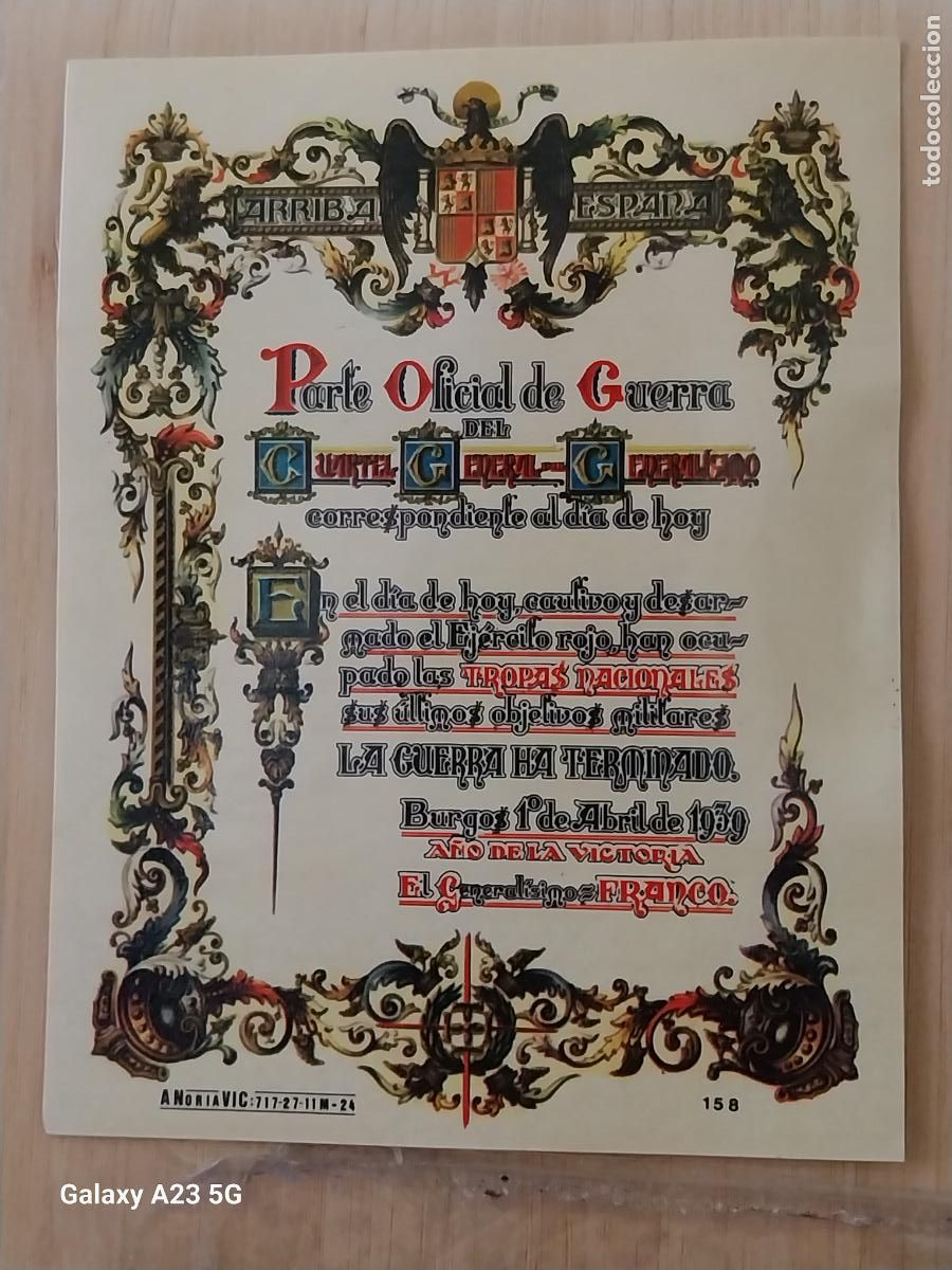 Pegatinas de colecci&oacute;n: PARTE GUERRA PEGATINA 11X8.5 CSM POLITO SINDICAL TRANSICION