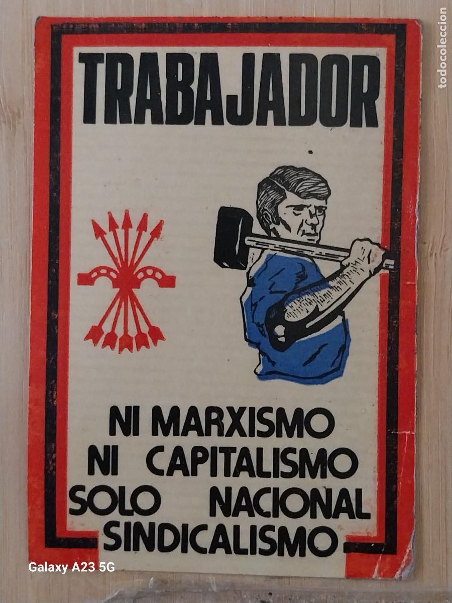 Pegatinas de colecci&oacute;n: NACIONAL SINDICALISMO NI MARXISMO NI CAPITALISMO FALANGE PEGATINA POLITICO SOCIAL 11X7.5 CM
