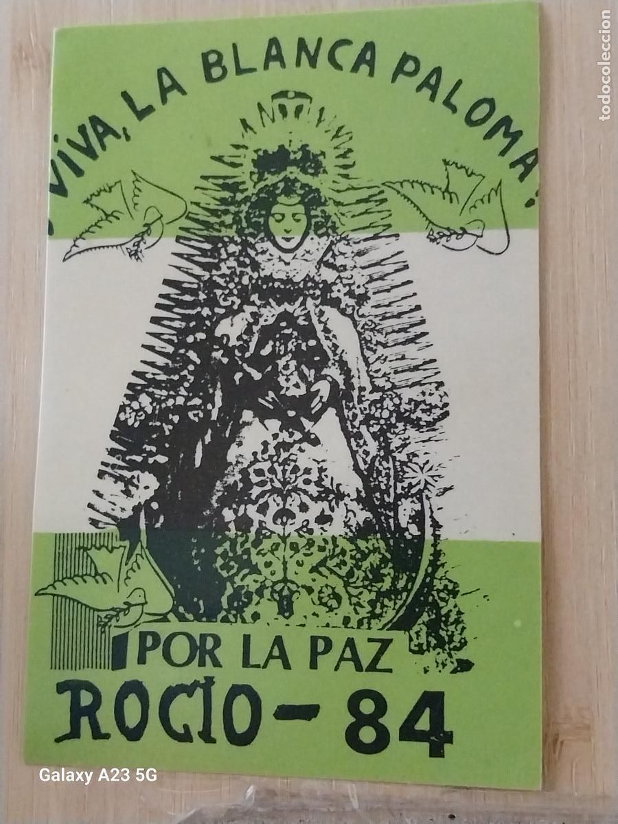 Pegatinas de colecci&oacute;n: ROCIO A&Ntilde;O 1984 POR LA PAZ VIVA BLANCA PALOMA PEGATINA 7.8CMS VINTAGE VIRGEN