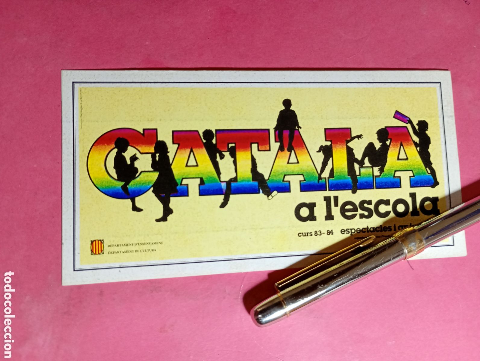 Pegatinas de colecci&oacute;n: CATAL&Agrave; A L&acute;ESCOLA ESPECTACLES I ANIMACI&Oacute; CURS 83/84 PEGATINA GENERALITAT DE CATALUNYA