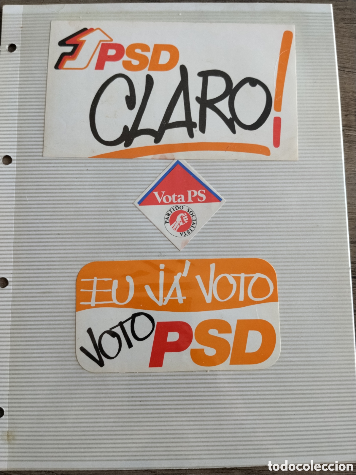 Pegatinas de colecci&oacute;n: Lote 3 pegatinas pol&iacute;ticas portuguesas a&ntilde;os 70.partido socialista.autocolante.PSD.portugues.PCP.comu