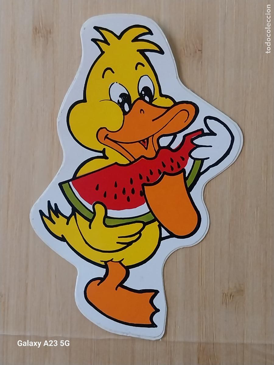 Pegatinas de colecci&oacute;n: PATO COMIENDO SANDIA PEGATINA 11CMS ALTO VINTAGE SIN PEGAR NUNCA