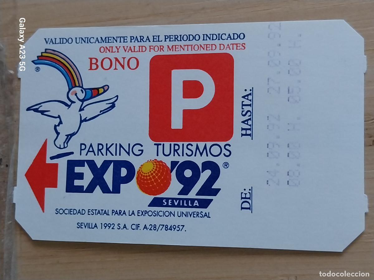 Pegatinas de colecci&oacute;n: EXPO 92 SEVILLA TICKET BONO PARKING ORIGINAL SETIEMBRE 1992