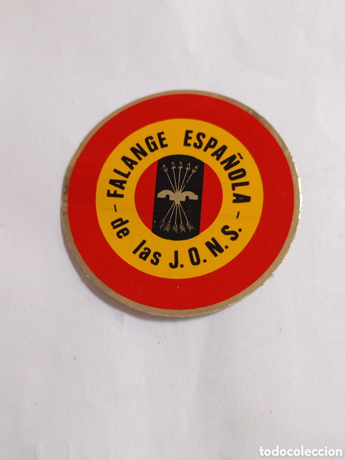 Pegatinas de colecci&oacute;n: Antigua pegatina Falange Espa&ntilde;ola de las J.O.N.S. (Juntas de Ofensiva Nacional Sindicalista).