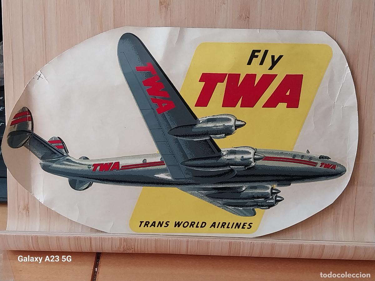 Pegatinas de colecci&oacute;n: TWA AEROLINEAS PEGATINA AVIACION PARA MALETA O SIMILAR 24X14 CMS ORIGINAL
