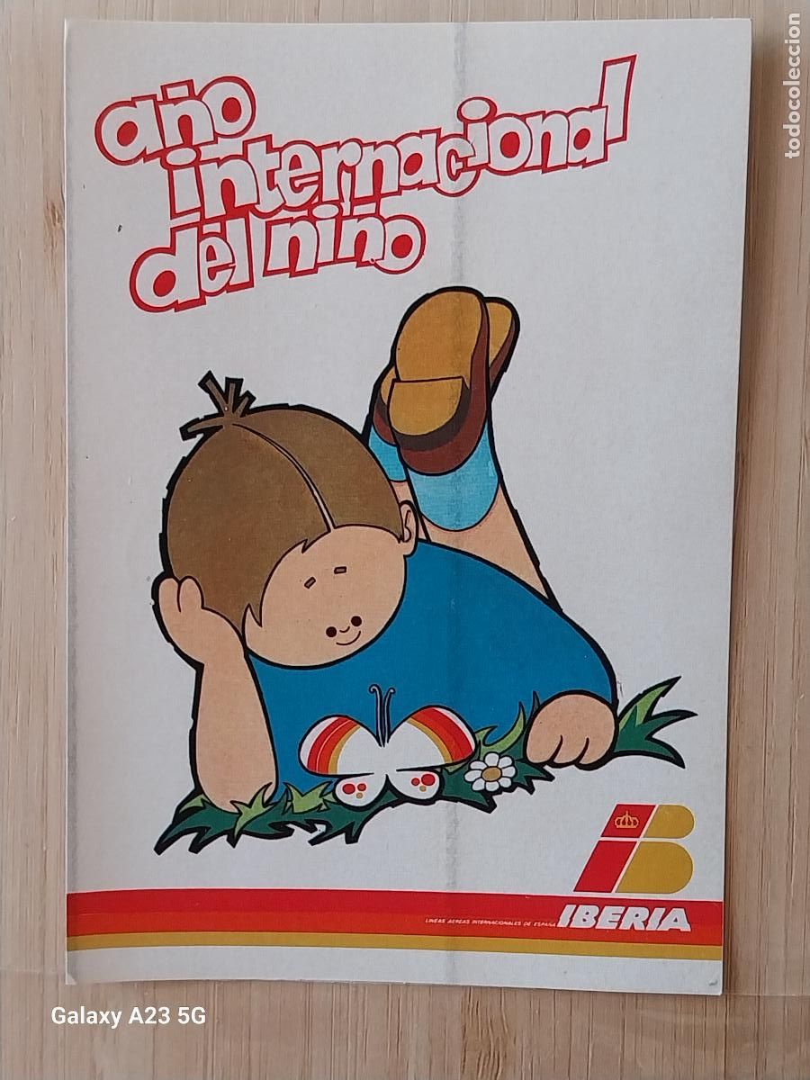Pegatinas de colecci&oacute;n: IBERIA AVIACION AEROLINEAS ESPA&Ntilde;OLAS A&Ntilde;O NI&Ntilde;O PEGATINA 13X9 CMS * ORIGINAL SIN PEGAR NUNCA A&Ntilde;OS 80