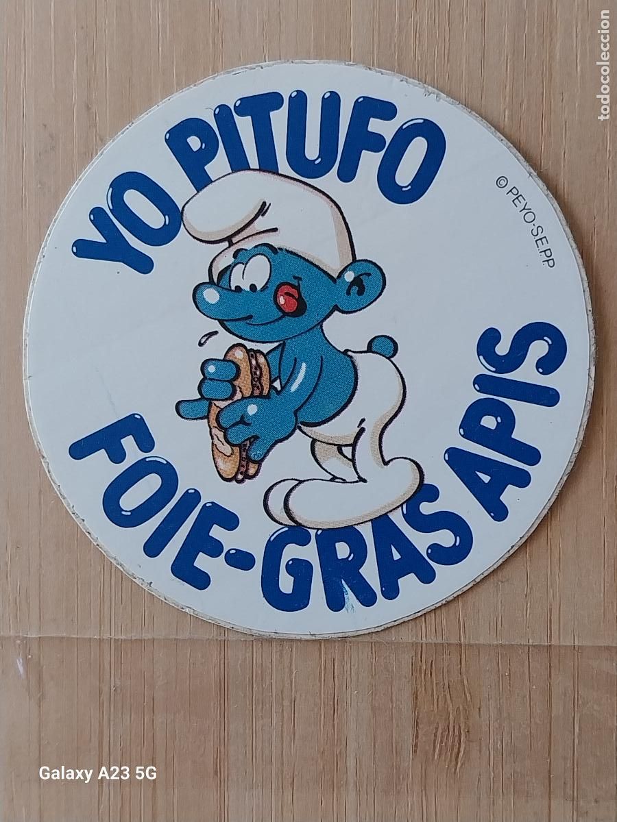 Pegatinas de colecci&oacute;n: PITUFO SMURFS FOIE GRAS APIS PEGATINA 6.5 CMS * ORIGINAL SIN PEGAR NUNCA A&Ntilde;OS 80 *