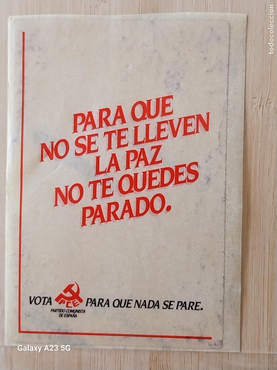 Pegatinas de colecci&oacute;n: PCE COMUNISTA VOTA PEGATINA 8 CMS * ORIGINAL SIN PEGAR NUNCA A&Ntilde;OS 80 * PARA QUE NO SE TE LLEVEN PAZ