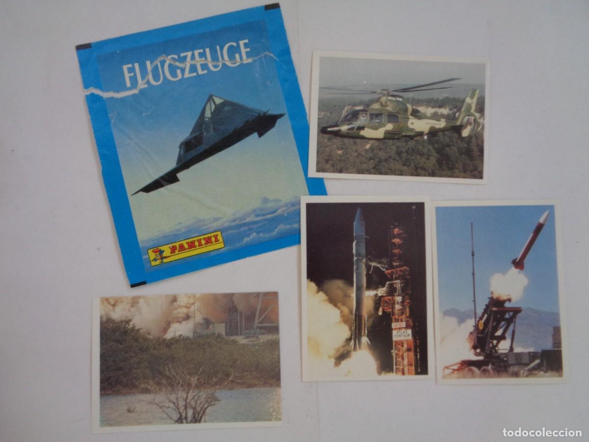 Pegatinas de colecci&oacute;n: LOTE DE 4 PEGATINAS, CROMOS COLECION &uml; AVIONES &uml; DE PANINI, A&Ntilde;OS 90 . Y SOBRE ORIGINAL VACIO
