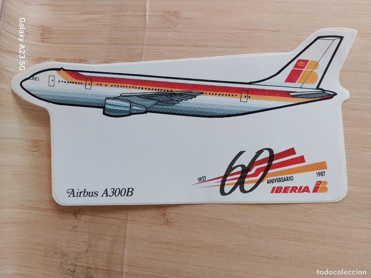 Pegatinas de colecci&oacute;n: IBERIA AEROLINEAS ESPA&Ntilde;A 1987 60 ANIVERSARIO AIRBUS A 300 B PEGATINA 14X8 CMS