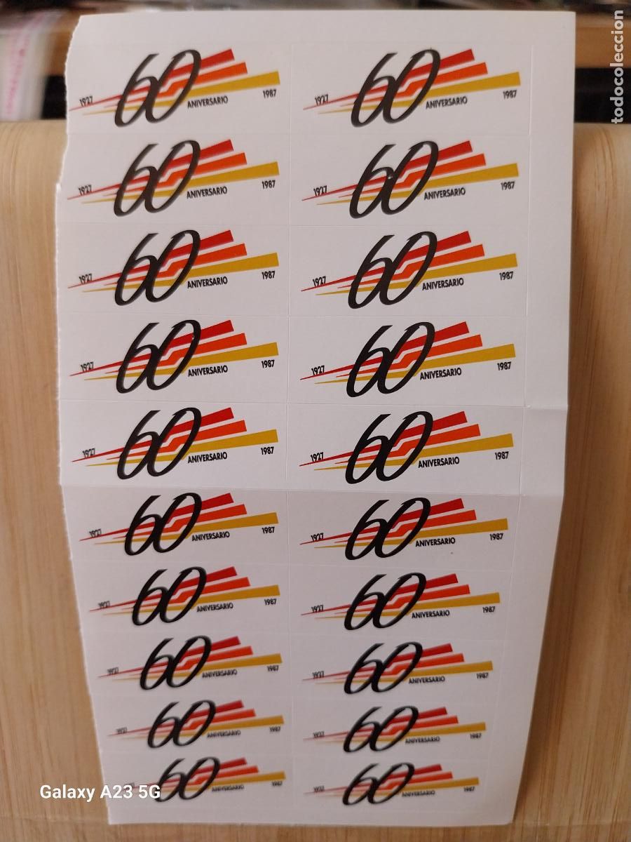 Pegatinas de colecci&oacute;n: IBERIA AEROLINEAS ESPA&Ntilde;OLAS A&Ntilde;O 1987 60 ANIVERSARIO * PEGATINA 4X1.6 CMS HOJA 20 UNIDADES