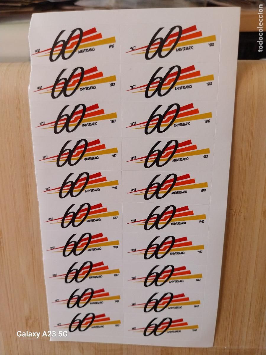 Pegatinas de colecci&oacute;n: IBERIA AEROLINEAS ESPA&Ntilde;OLAS A&Ntilde;O 1987 60 ANIVERSARIO ---------- PEGATINA 4X1.6 CMS HOJA 20 UNIDADES
