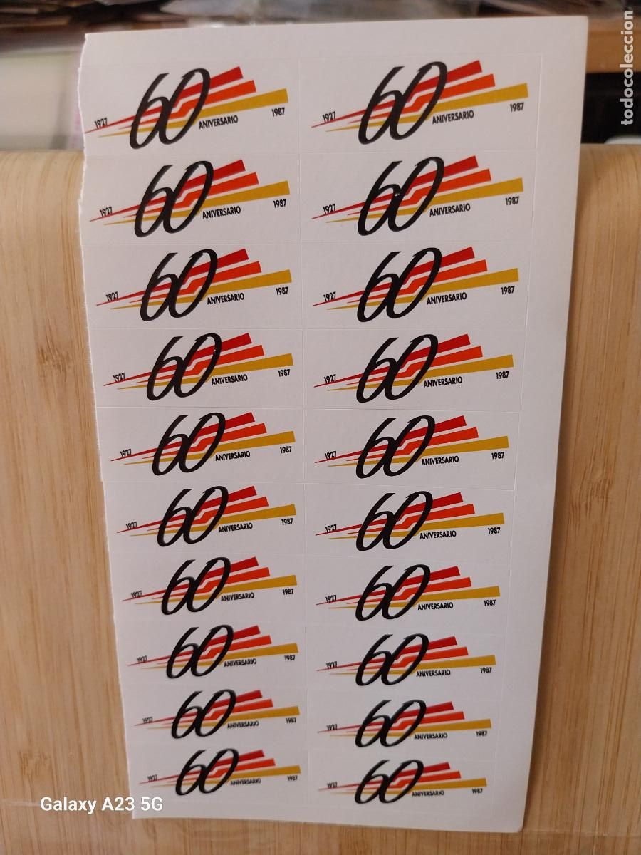 Pegatinas de colecci&oacute;n: IBERIA AEROLINEAS ESPA&Ntilde;OLAS A&Ntilde;O 1987 60 ANIVERSARIO --------- PEGATINA 4X1.6 CMS HOJA 20 UNIDADES