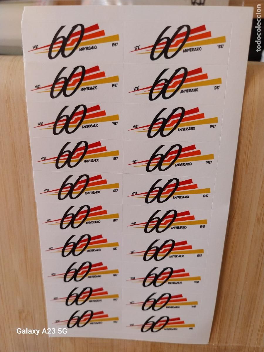 Pegatinas de colecci&oacute;n: IBERIA AEROLINEAS ESPA&Ntilde;OLAS A&Ntilde;O 1987 60 ANIVERSARIO ---- PEGATINA 4X1.6 CMS HOJA 20 UNIDADES