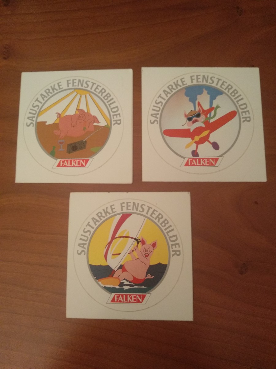Pegatinas de colecci&oacute;n: TRES PEGATINAS VINTAGE SAUSTARKE FENSTERBILDER