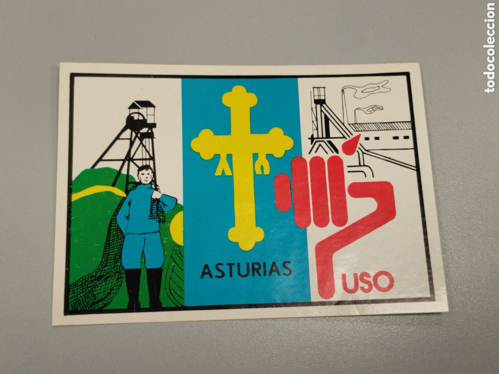 Pegatinas de colecci&oacute;n: Pegatina pol&iacute;tica transici&oacute;n USO.sindicalista.ccoo.ugt.cnt.csut.sindical.su.psoe.pce.ort.lcr.pte.mce