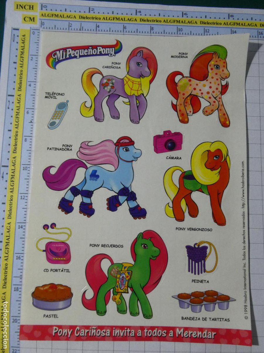 Pegatinas de colecci&oacute;n: PEGATINA DE JUGUETES. A&Ntilde;O 1998. HASBRO MI PEQUE&Ntilde;O PONY PONY CARI&Ntilde;OSA INVITA A MERENDAR. 6